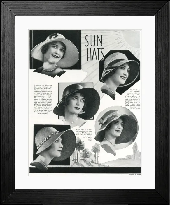 Framed Print : Womens sun hats for the spring 1930 Framed Print : Womens sun hats for the spring 1930