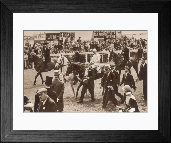 Framed Print : Lord Rosebery leading his first Derby winner