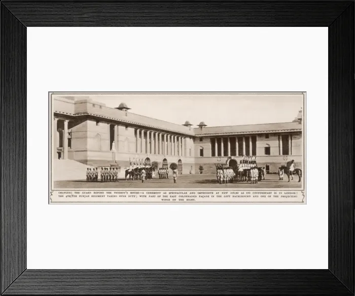 Framed Print : Changing Guard before the Viceroys House, New Delhi