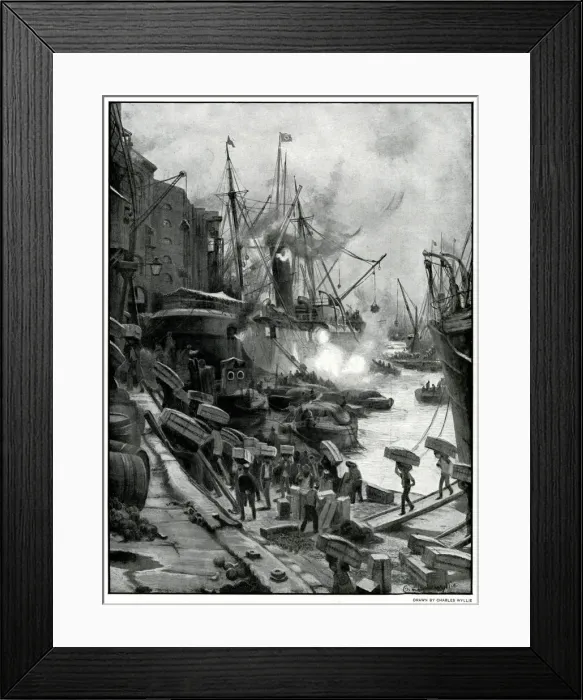 Framed Print : Unloading fresh oranges 1900 Framed Print : Unloading fresh oranges 1900