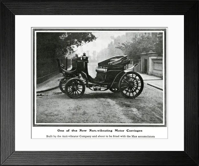 Framed Print : New non-vibrating electric motor carriage 1903 Framed Print : New non-vibrating electric motor carriage 1903