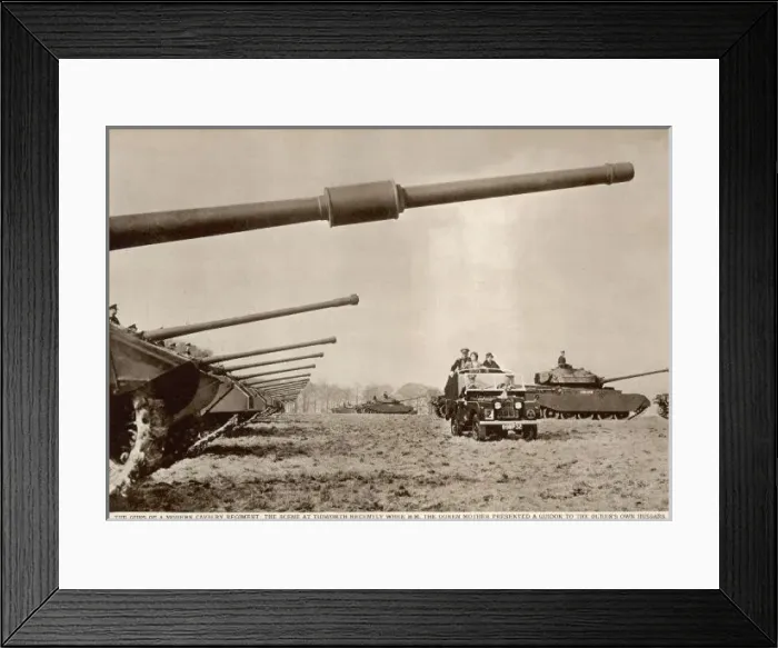 Framed Print : Tank review by Queen Mother at Tidworth Framed Print : Tank review by Queen Mother at Tidworth