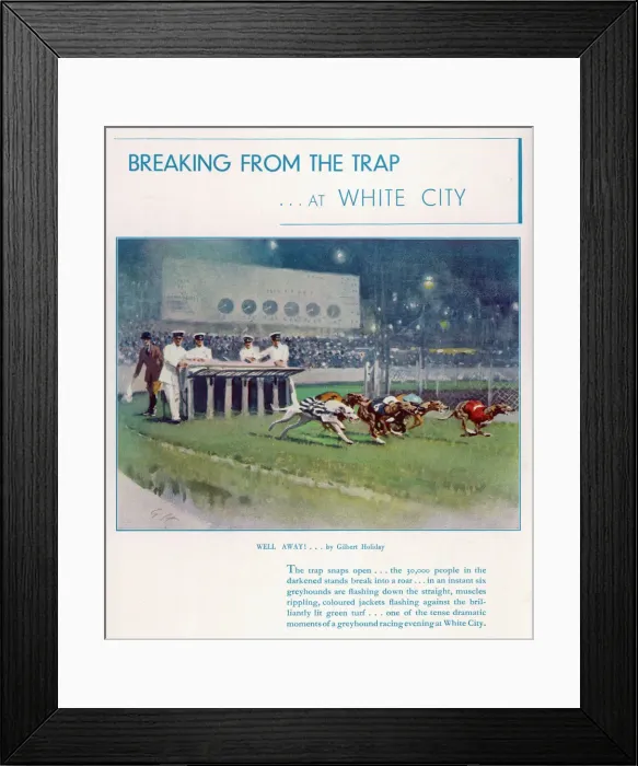 Framed Print : Greyhound Racing at White City Framed Print : Greyhound Racing at White City