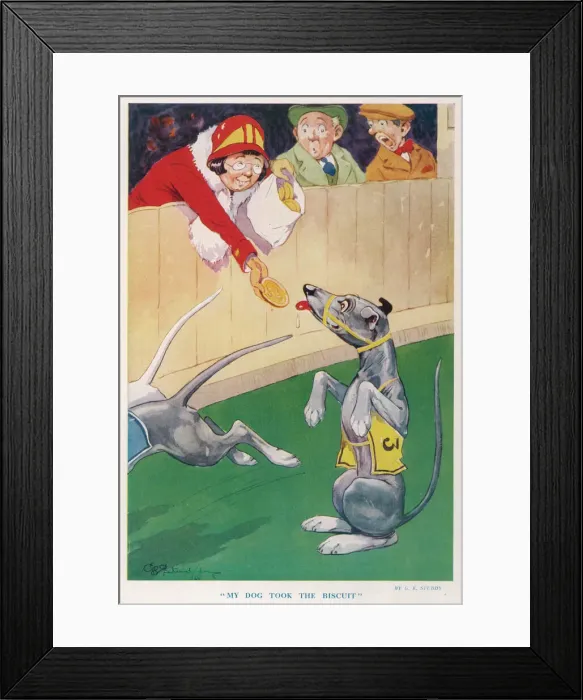 Framed Print : My Dog Took the Biscuit by G. E. Studdy Framed Print : My Dog Took the Biscuit by G. E. Studdy