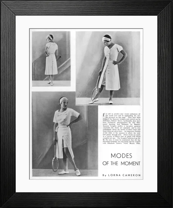 Framed Print : Suzanne Lenglens Tennis Outfits for Selfridges Framed Print : Suzanne Lenglens Tennis Outfits for Selfridges