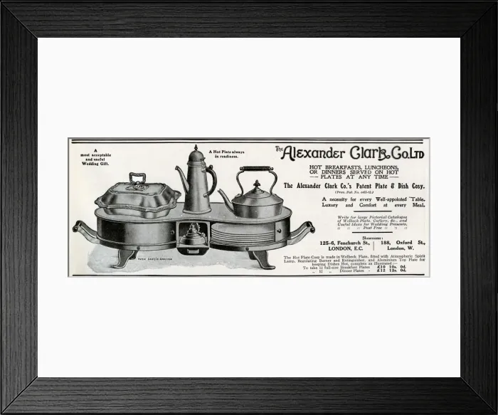 Framed Print : Advert for Alexander Clark, hot plate 1912