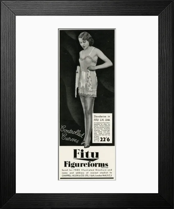 Framed Print : Advert for Fitu corsets 1934 Framed Print : Advert for Fitu corsets 1934