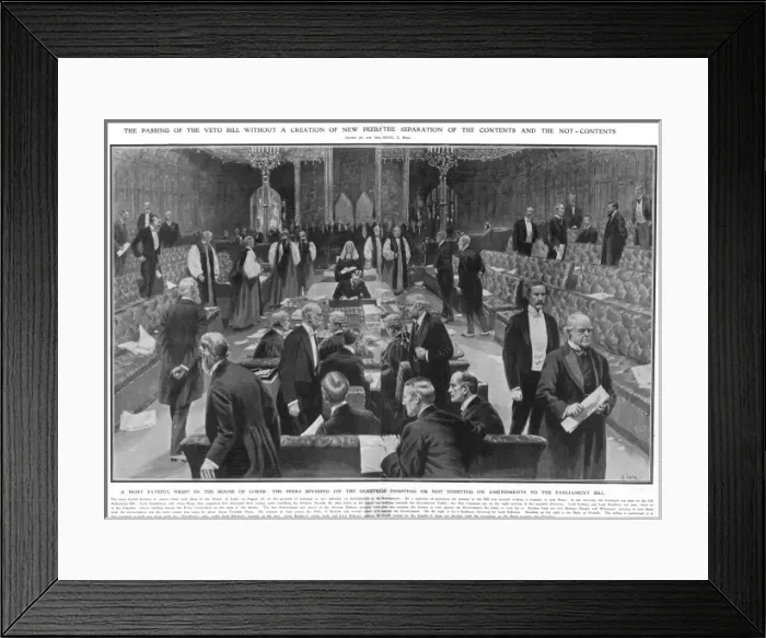 Framed Print : The passing of the veto bill without a creation of new peers Framed Print : The passing of the veto bill without a creation of new peers