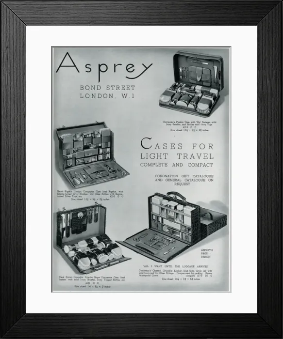 Framed Print : Advert by Asprey compact dressing case 1937 Framed Print : Advert by Asprey compact dressing case 1937