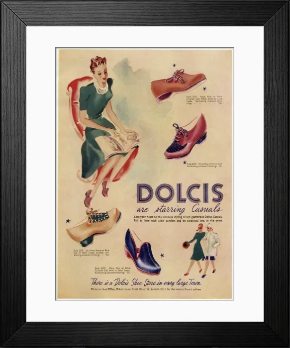 Framed Print : Advert for Dolcis shoes 1942 Framed Print : Advert for Dolcis shoes 1942