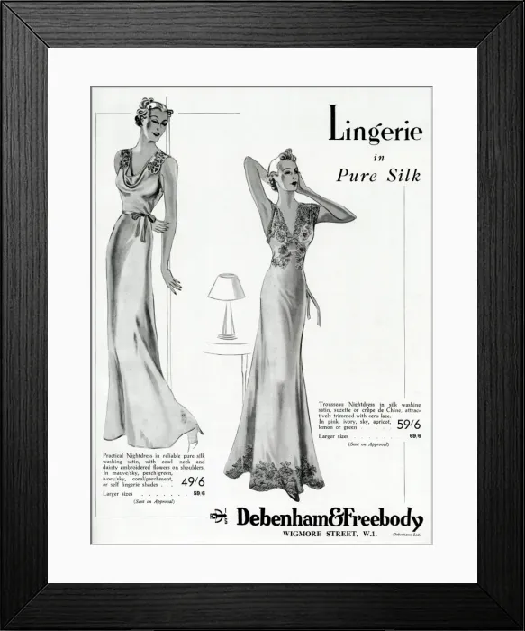 Framed Print : Advert for Debenham & Freebody lingerie 1937