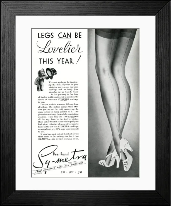 Framed Print : Advert for Symetra Bear Brand stockings 1938