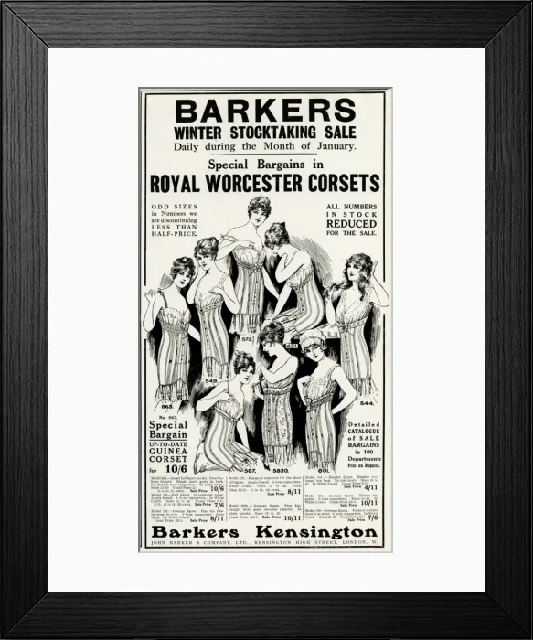 Framed Print : Advert for Barkers winter corsets 1916 Framed Print : Advert for Barkers winter corsets 1916
