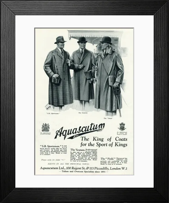 Framed Print : Advert for Aquascutum mens coats 1930 Framed Print : Advert for Aquascutum mens coats 1930