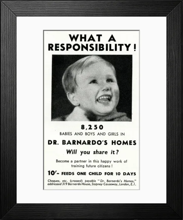 Framed Print : Advert for Dr. Barnardos homes 1941 Framed Print : Advert for Dr. Barnardos homes 1941