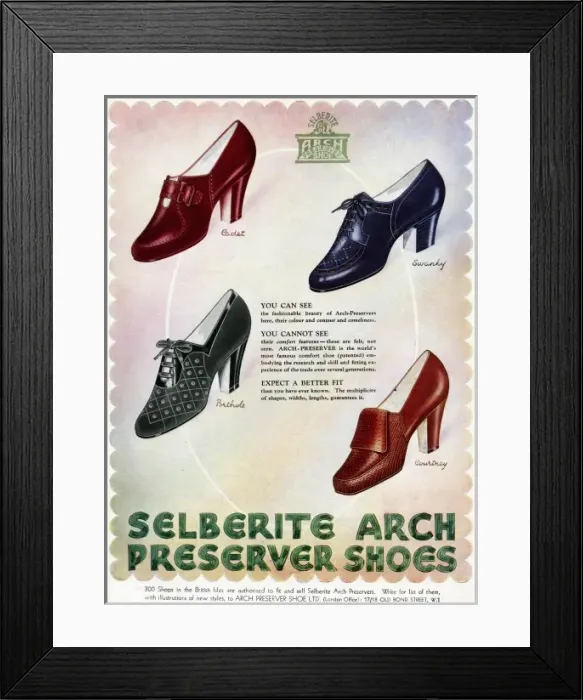 Framed Print : Advert for Selberite Arch Preserver shoes 1942 Framed Print : Advert for Selberite Arch Preserver shoes 1942