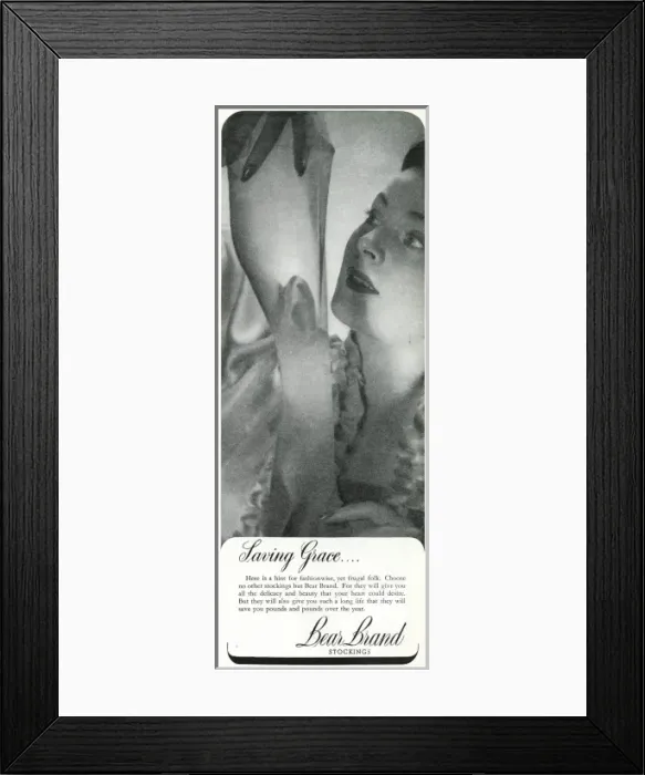 Framed Print : Advert for Stockings by Bear Brand 1941