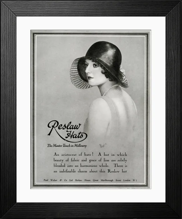 Framed Print : Advert for Reslaw millinery 1930 Framed Print : Advert for Reslaw millinery 1930