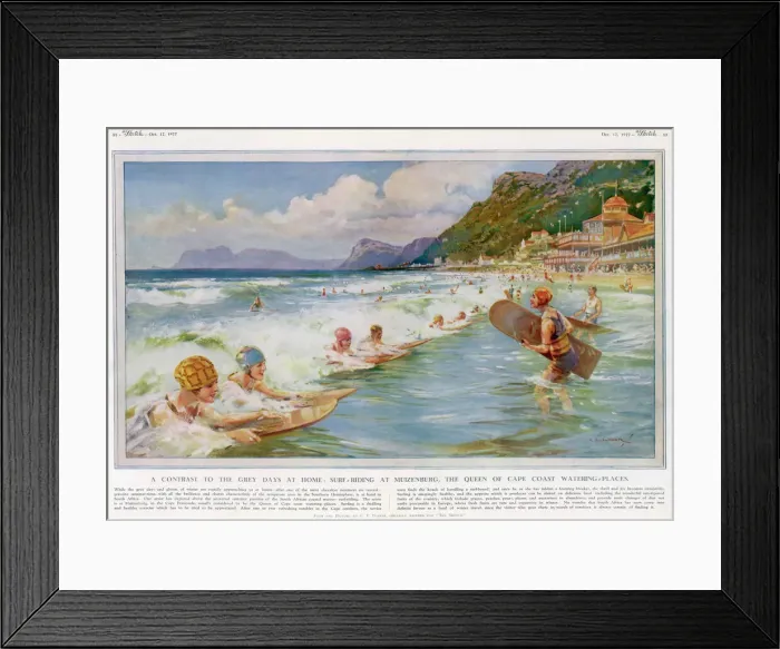 Framed Print : Surf riding at Muizenburg on the Cape Coast Framed Print : Surf riding at Muizenburg on the Cape Coast