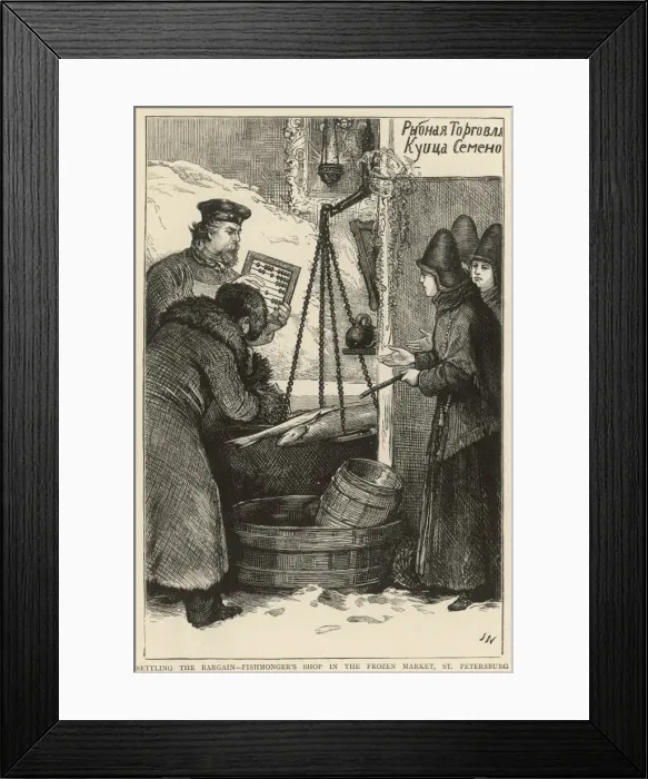 Framed Print : Settling the Bargain- Fishmongers shop in St. Petersburg Framed Print : Settling the Bargain- Fishmongers shop in St. Petersburg