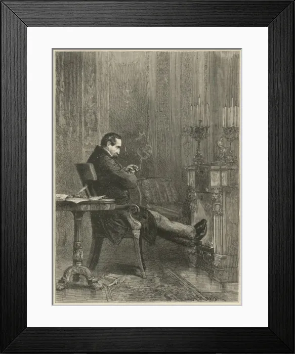 Framed Print : Gentleman smoking a cigarette while deep in contemplation Framed Print : Gentleman smoking a cigarette while deep in contemplation