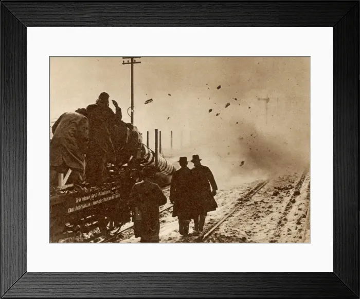 Framed Print : Experiment with jets to clear away snow in Wales, 1947