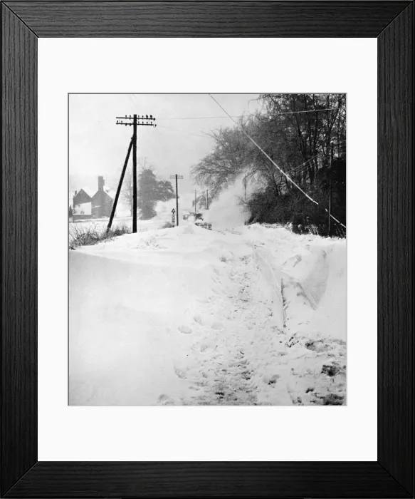 Framed Print : Snow blocked road in Kent, 1963 Framed Print : Snow blocked road in Kent, 1963