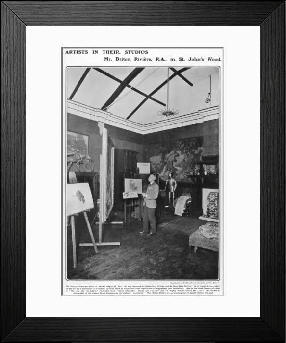 Framed Print : Briton Riviere in his studio Framed Print : Briton Riviere in his studio
