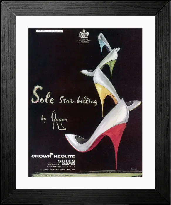 Framed Print : Rayne shoes advertisement Framed Print : Rayne shoes advertisement