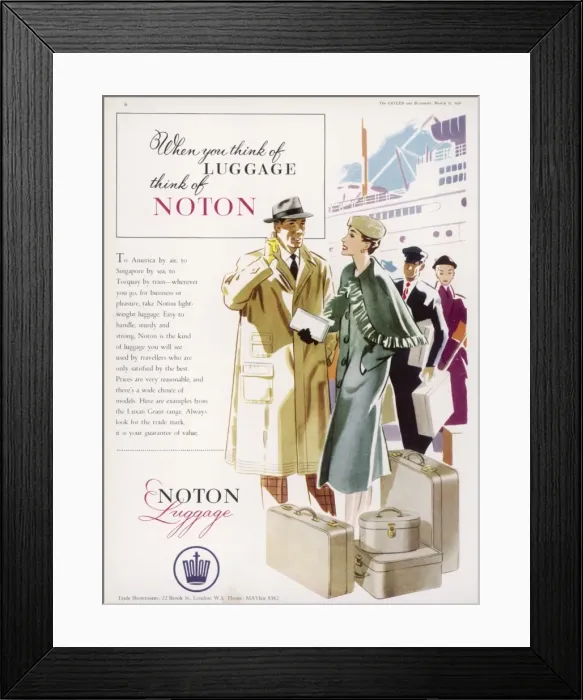 Framed Print : Noton luggage advertisement Framed Print : Noton luggage advertisement