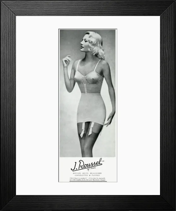 Framed Print : Advert for J. Roussel underwear 1949 Framed Print : Advert for J. Roussel underwear 1949