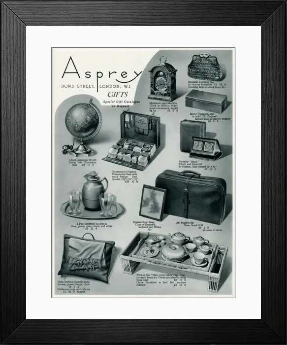 Framed Print : Advert for Asprey selection of household items 1937 Framed Print : Advert for Asprey selection of household items 1937