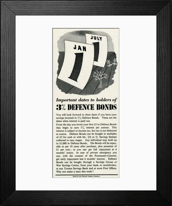 Framed Print : Advert from the National Savings Committee 1944 Framed Print : Advert from the National Savings Committee 1944