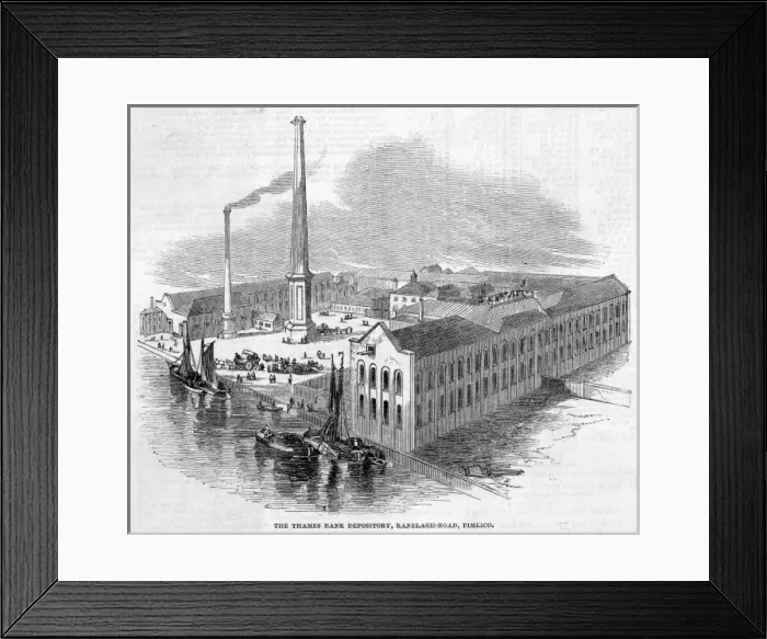 Framed Print : Thames Bank Depository, Pimlico, London Framed Print : Thames Bank Depository, Pimlico, London