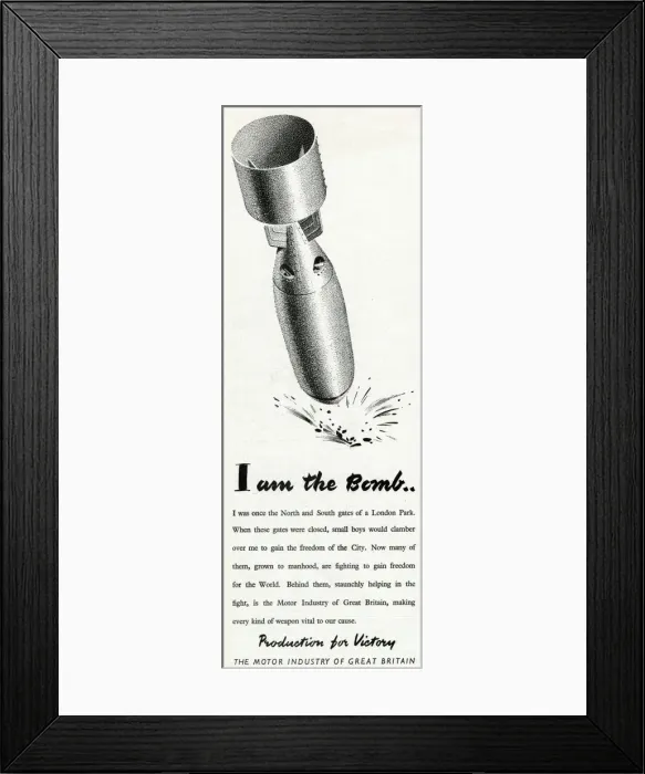 Framed Print : Making bombs out of wrought iron gates 1943
