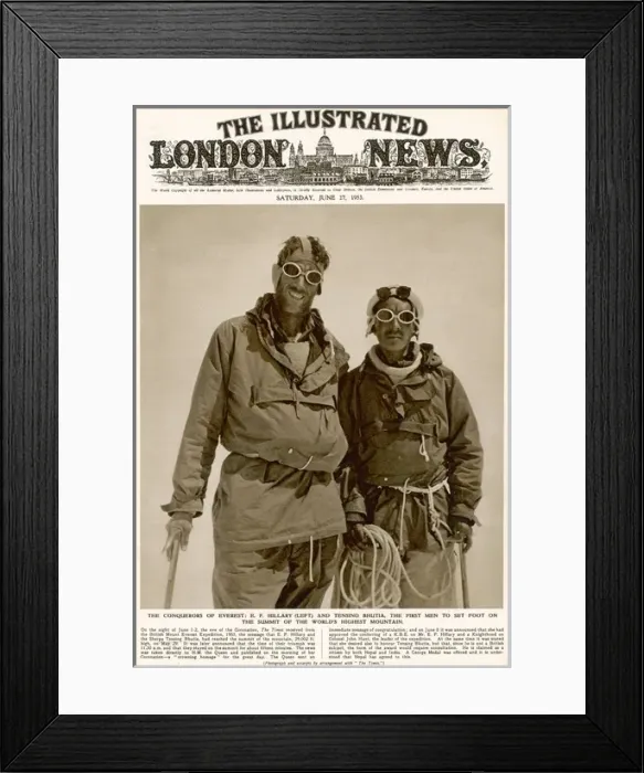 Framed Print : Hillary and Tensing Bhutia conquering Everest Framed Print : Hillary and Tensing Bhutia conquering Everest