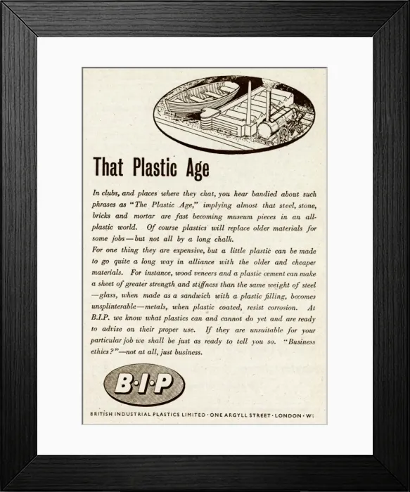 Framed Print : Advert for British Industrial Plastic Limited 1943 Framed Print : Advert for British Industrial Plastic Limited 1943