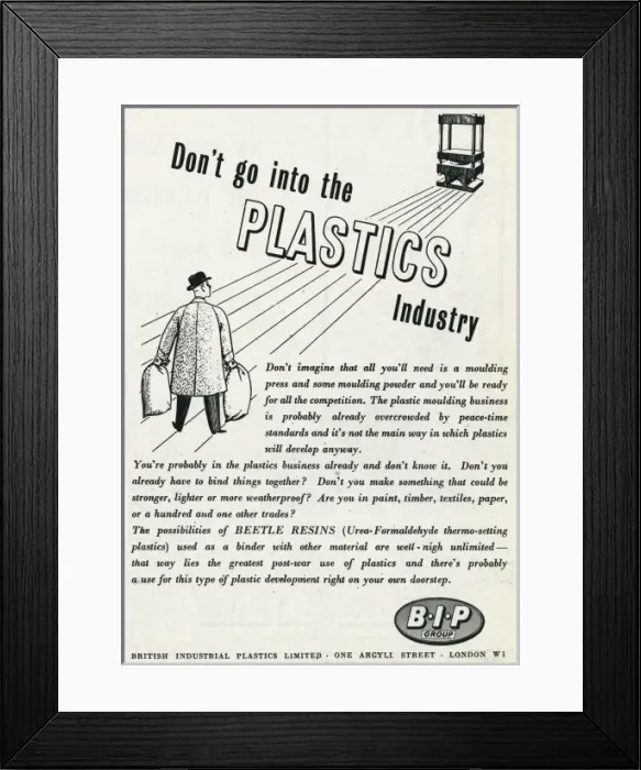 Framed Print : Advert for British Industrial Plastic Limited 1944 Framed Print : Advert for British Industrial Plastic Limited 1944