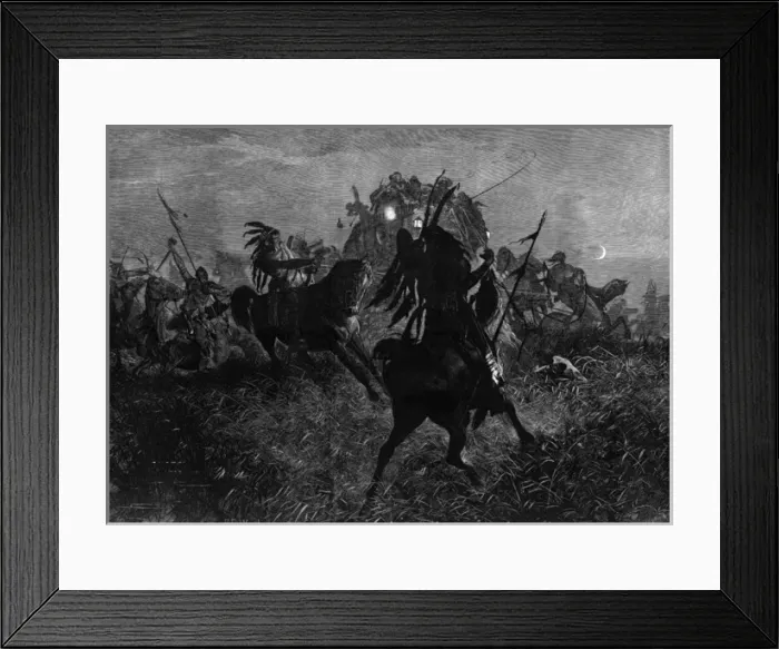 Framed Print : Indians Attack Coach  /  Iln