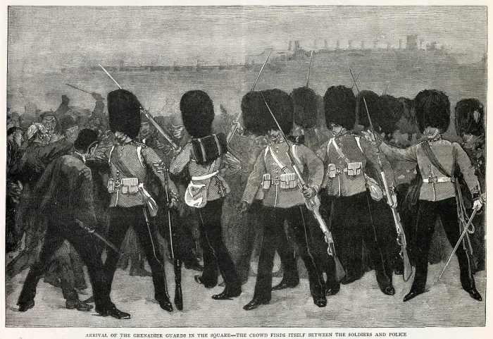 Framed Print : On 13th November 1887 a demonstration organised by the Social Democratic Federation and the Irish National League in Trafalgar Square in London turned into a riot after police and troops tried to break it up Framed Print : On 13th November 1887 a demonstration organised by the Social Democratic Federation and the Irish National League in Trafalgar Square in London turned into a riot after police and troops tried to break it up