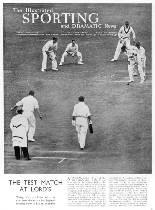 Framed Print : The 1934 Test Match at Lords: Verity wins the game Framed Print : The 1934 Test Match at Lords: Verity wins the game