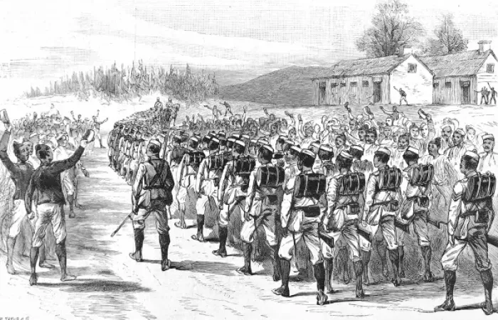 Framed Print : 44th Gurkha Light Infantry leaving Shillong, Assam, 1891 Framed Print : 44th Gurkha Light Infantry leaving Shillong, Assam, 1891