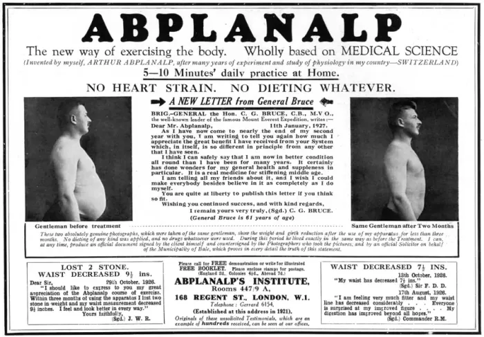 Framed Print : Abplanalp exercise regime advertisement Framed Print : Abplanalp exercise regime advertisement