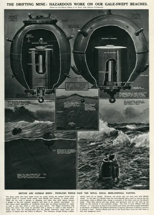 Framed Print : Active Drifting Mines by G. H. Davis Framed Print : Active Drifting Mines by G. H. Davis