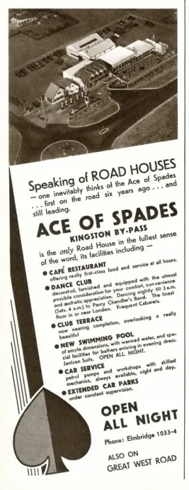 Framed Print : Advert for Ace of Spades road house 1933 Framed Print : Advert for Ace of Spades road house 1933