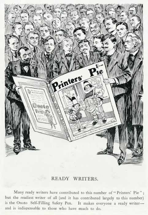 Framed Print : Advertisement or advertorial for Onoto safety pens in Printers Pie magazine Framed Print : Advertisement or advertorial for Onoto safety pens in Printers Pie magazine
