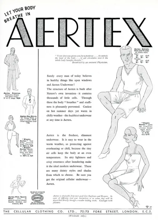 Framed Print : Advert for Aertex men and womens underwear 1933 Framed Print : Advert for Aertex men and womens underwear 1933