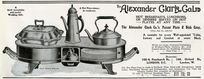 Framed Print : Advert for Alexander Clark, hot plate 1912
