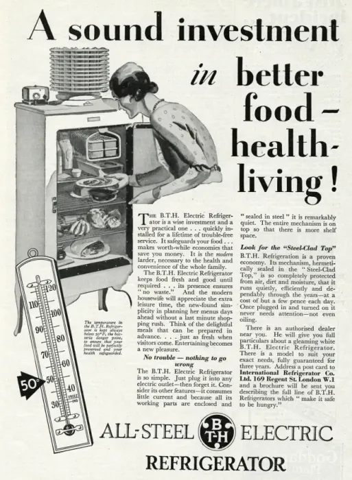 Framed Print : Advert for All - steel B. T. H electric refrigerator 1931