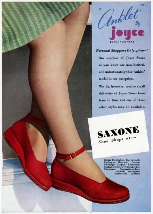Framed Print : Advert for Anklet by Joyce California shoes 1945